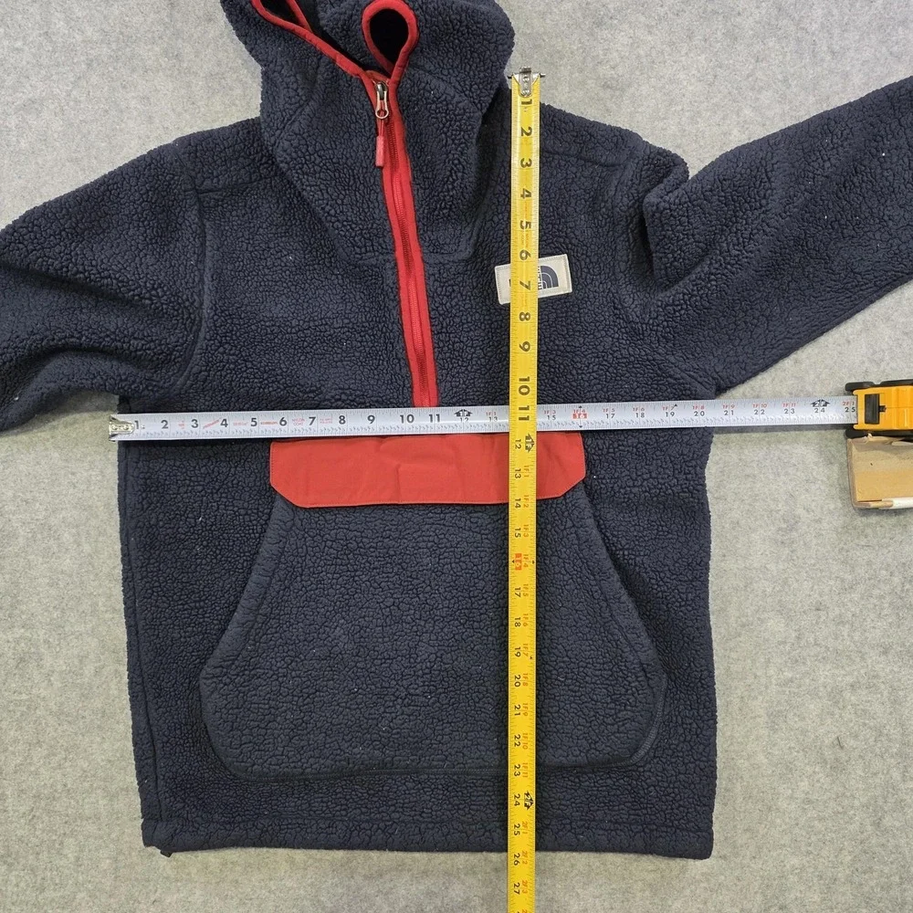 The North Face Campshire Hoodie Mens Small Blue Sherpa Fleece 1/4‎ Zip Pullover